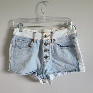 Bullhead High Waisted Super Short Two-Toned Denim